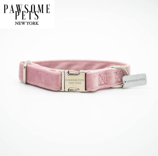 SMALL - SIZE DOG & CAT COLLAR - PINK VELVET-0